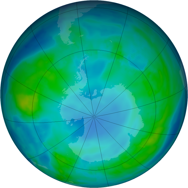 Antarctic ozone map for 04 May 2013